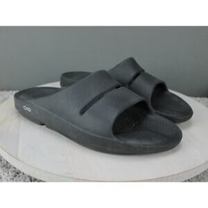 OOFOS OOahh Recovery Slides Mens 9 Black Cushioned Arch Support Comfort